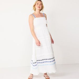 DRAPER JAMES RSVP Embroidered Tiered Maxi Dress